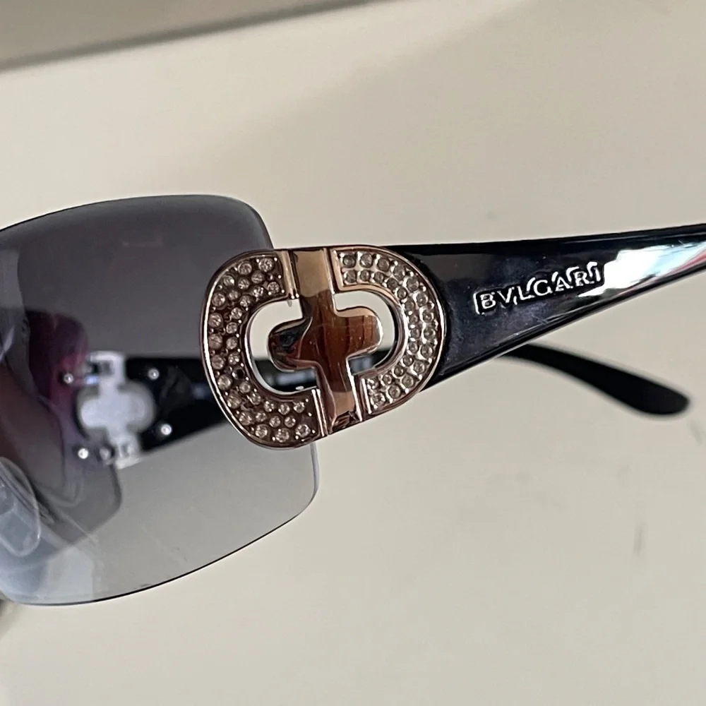 Bvlgari gradient shield sunglasses with crystal-embellished